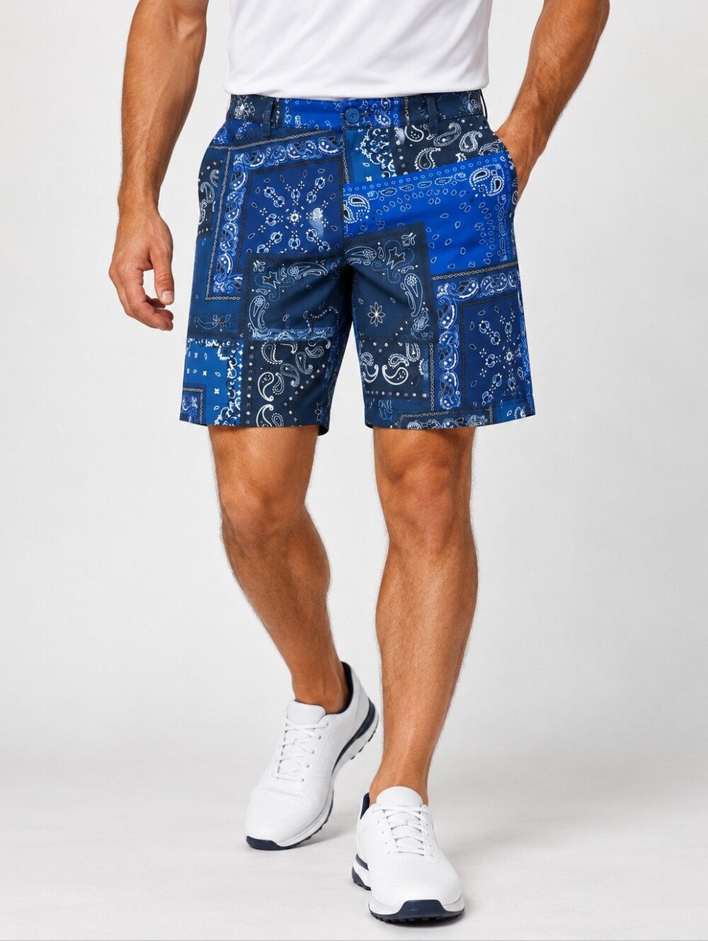 G/FORE Men's Bandana Paisley Golf Shorts Blue Navy Size 30